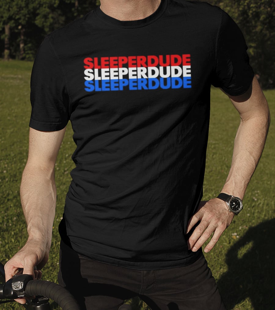 SLEEPERDUDE Red White Blue Stacked Text T-Shirt