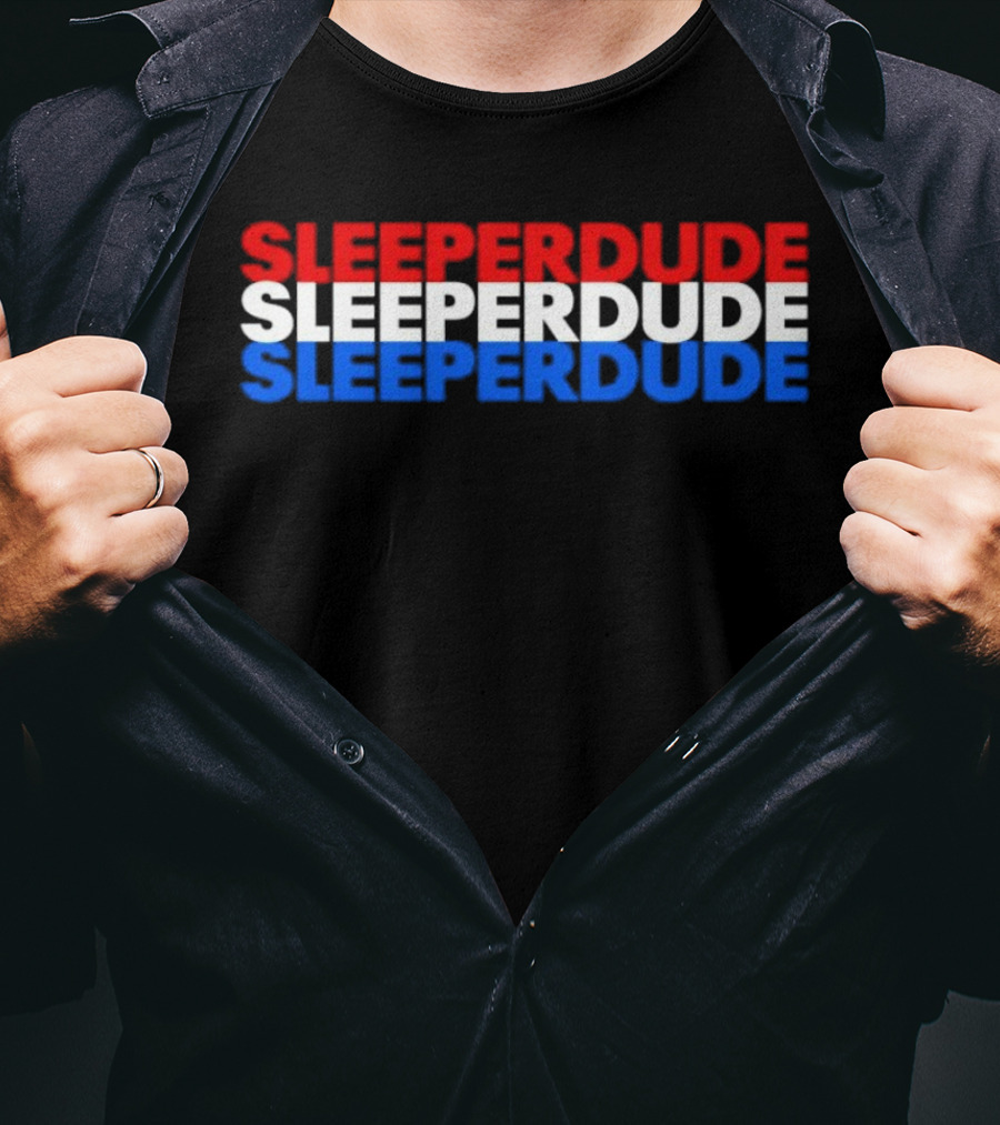 SLEEPERDUDE Red White Blue Stacked Text T-Shirt