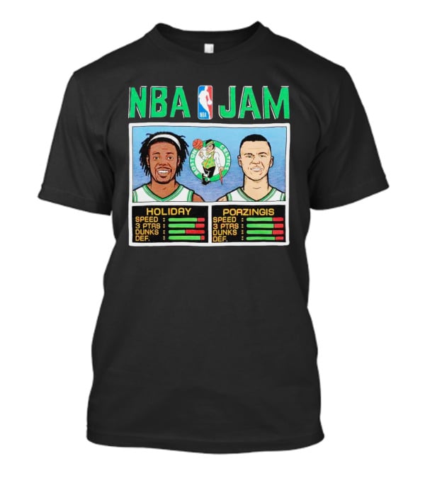 NBA Jam Celtics Holiday Porzingis Stats T-Shirt