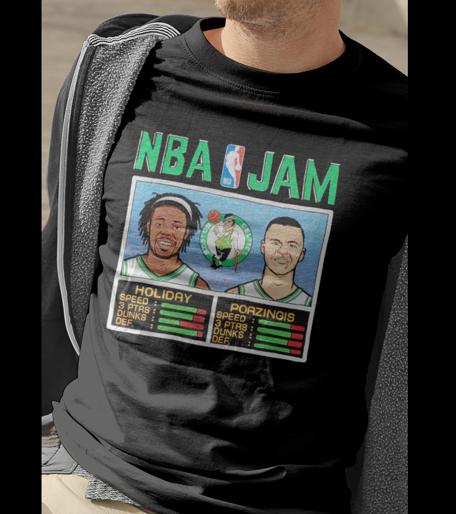 NBA Jam Celtics Holiday Porzingis Stats T-Shirt