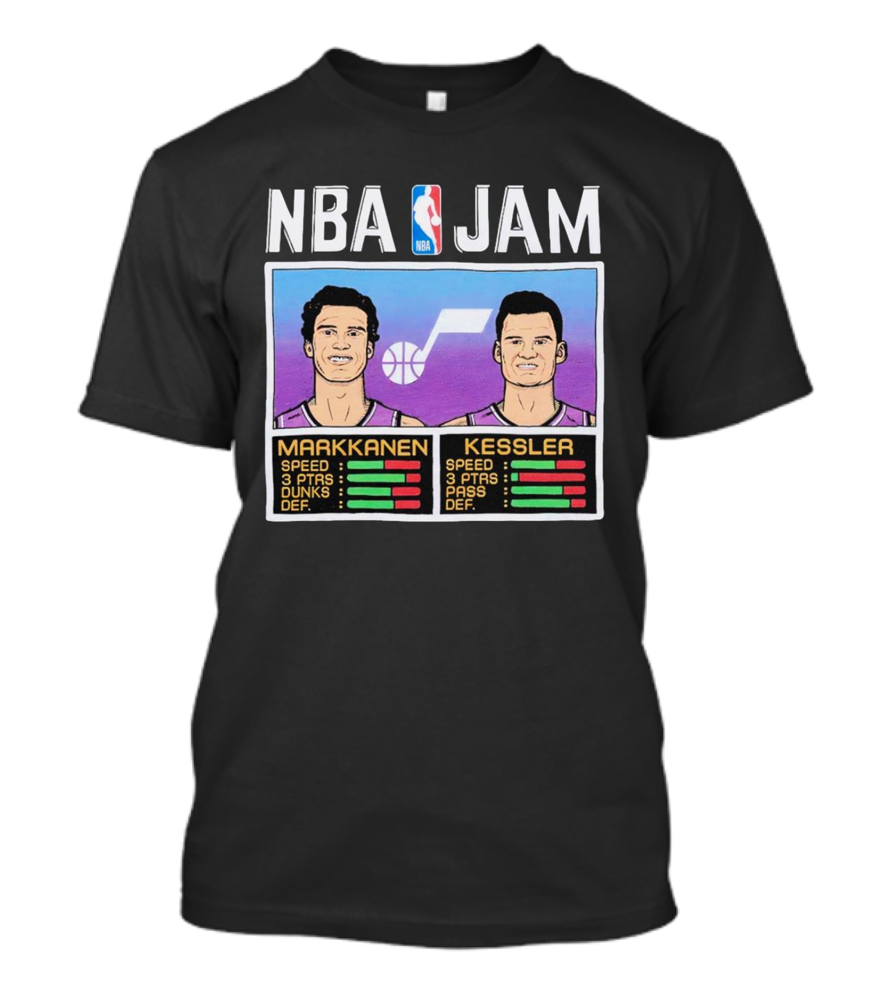 NBA Jam Jazz Markkanen Kessler Player Stats T-Shirt