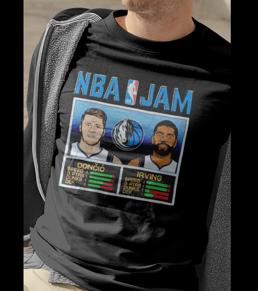 NBA Jam Mavericks Luka Dončić Kyrie Irving Stats T-Shirt