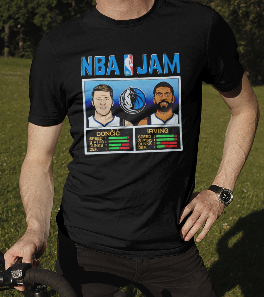 NBA Jam Mavericks Luka Dončić Kyrie Irving Stats T-Shirt