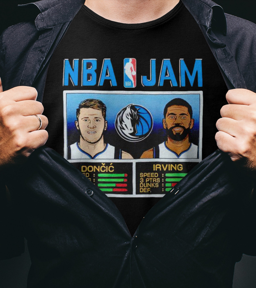 NBA Jam Mavericks Luka Dončić Kyrie Irving Stats T-Shirt