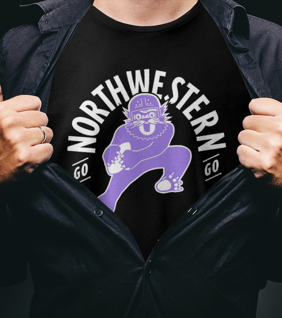 Northwestern Wildcats Football Mascot Go Northwestern Go T-Shirt