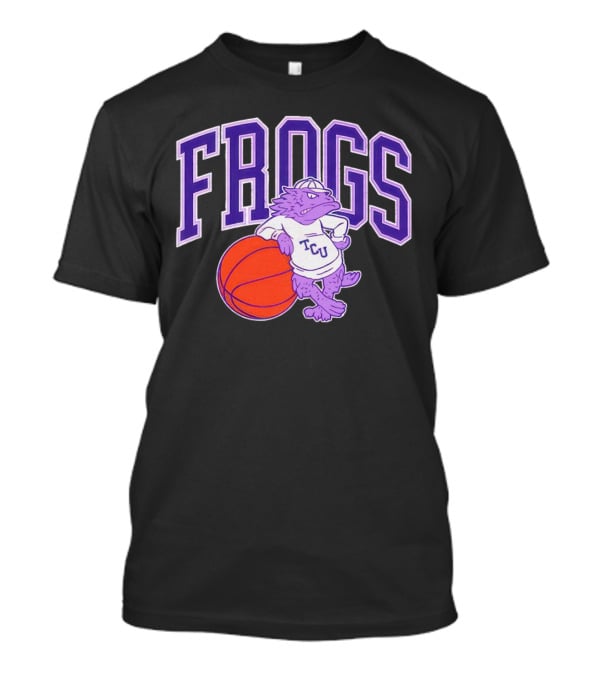 TCU Frogs Basketball Mascot With Purple Horned Frog And Ball T-Shirt