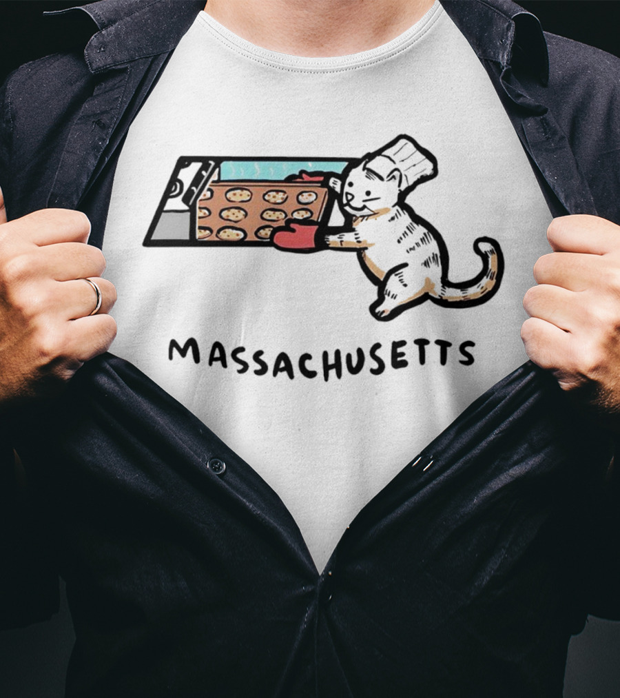 Massachusetts Baking Cat Meowsachusetts Cookies T-Shirt