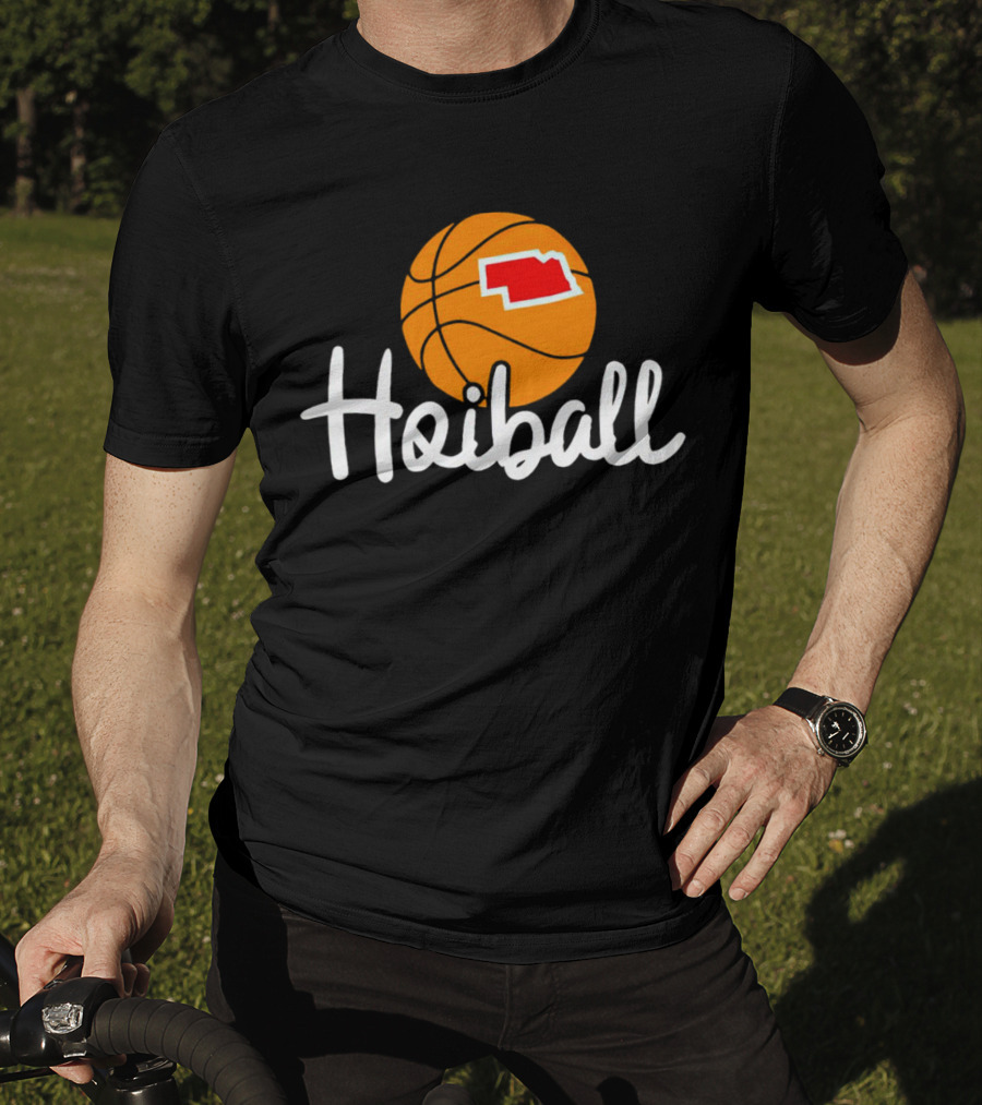 Nebraska Hoiball Basketball Icon With State Outline T-Shirt