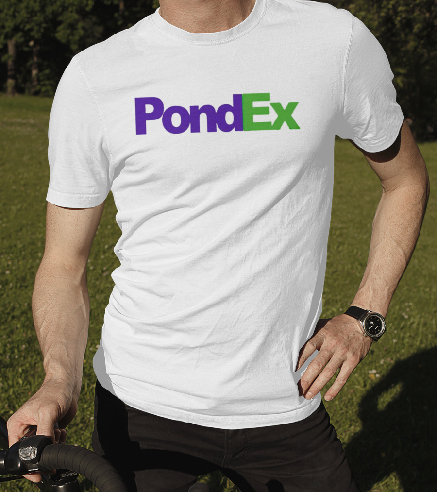 PondEx Bold Purple Green Text T-Shirt