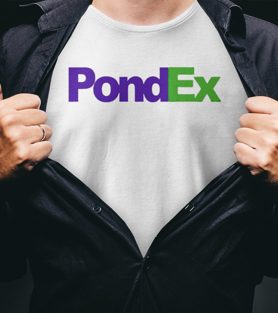 PondEx Bold Purple Green Text T-Shirt