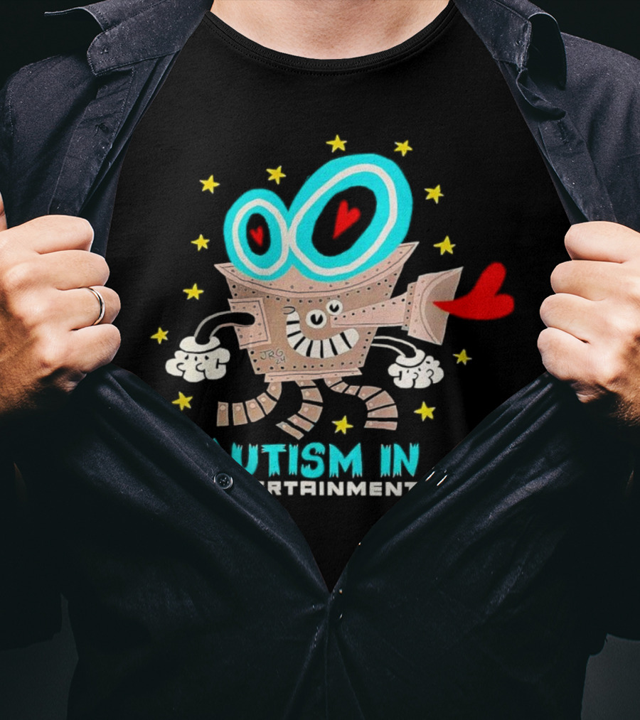 Autism In Entertainment Starry-Eyed Robot With Heart Projector T-Shirt