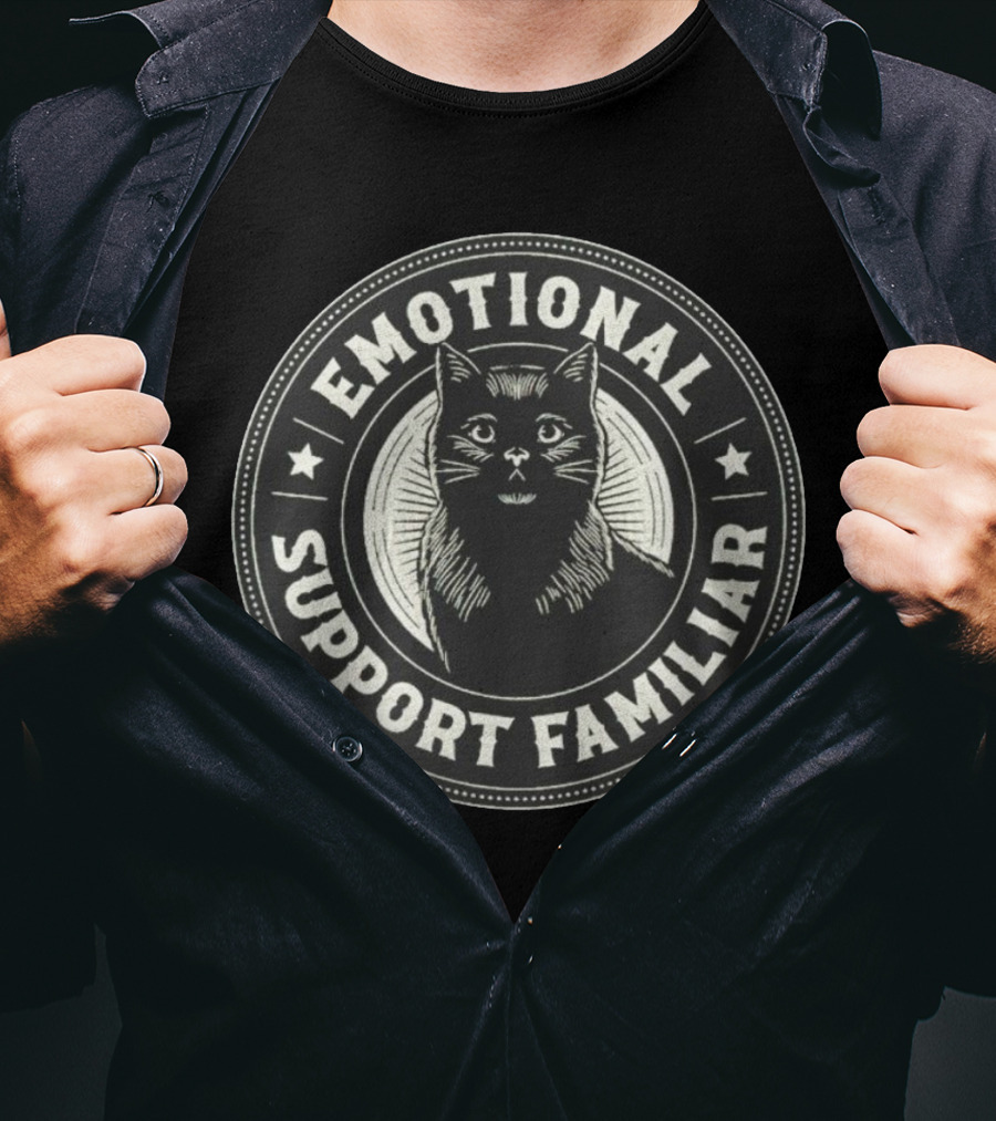 Emotional Support Familiar Black Cat T-Shirt