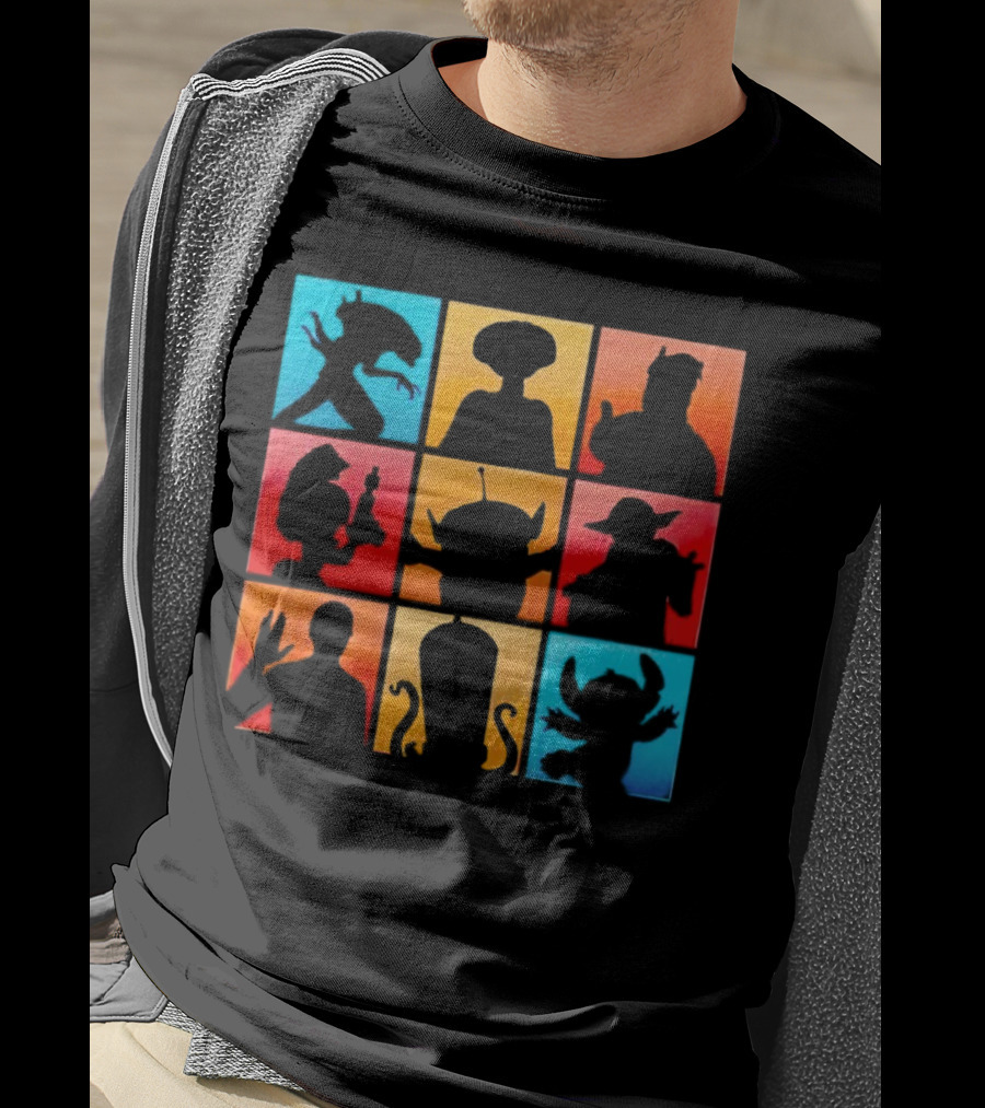 The Alien Gang Iconic Pop Culture Sci-Fi Silhouettes Compilation T-Shirt