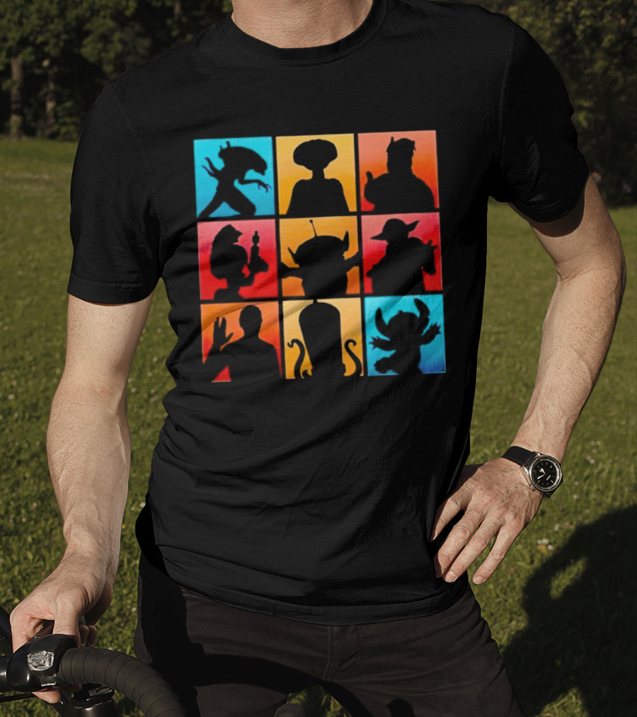 The Alien Gang Iconic Pop Culture Sci-Fi Silhouettes Compilation T-Shirt