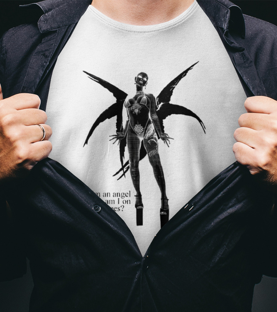 I’m An Angel Why Am I On My Knees Dark Winged Figure T-Shirt