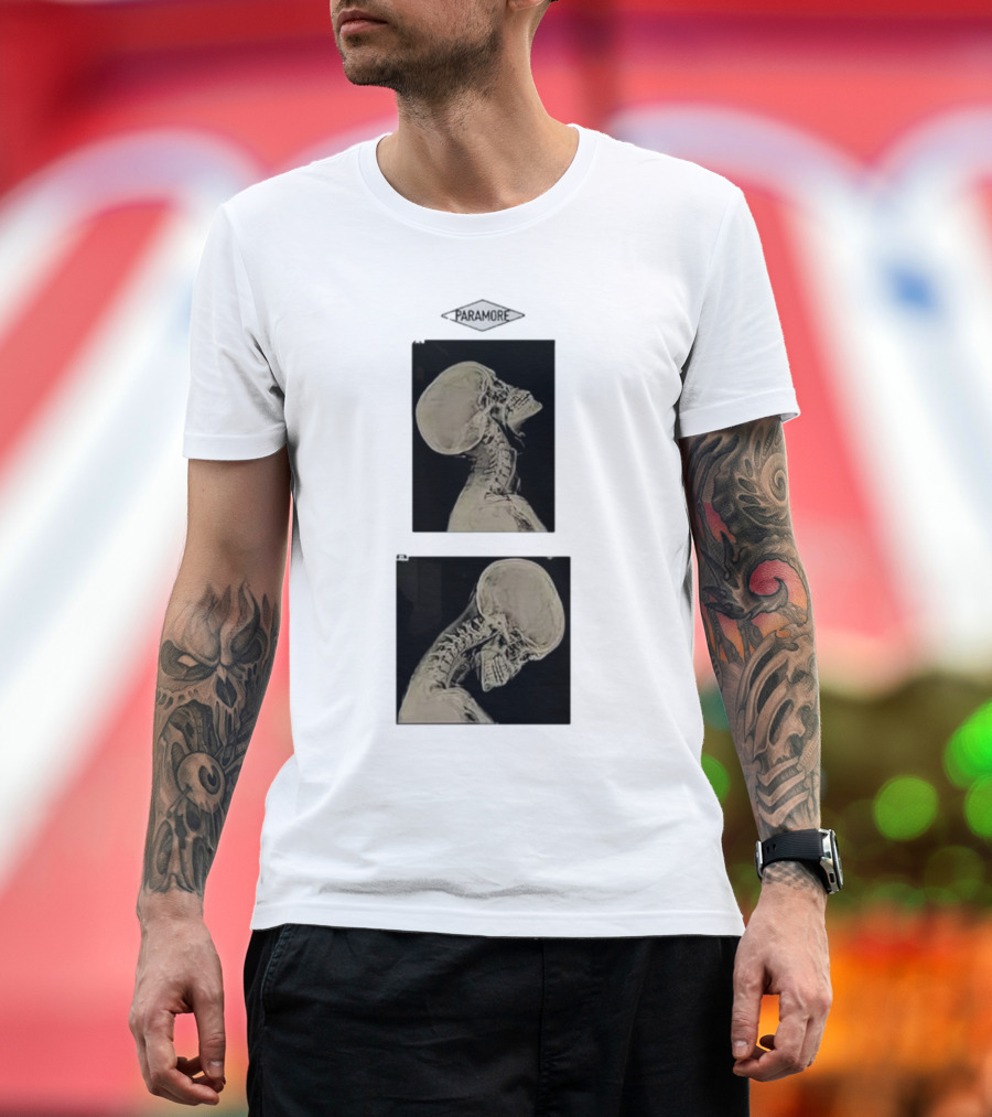Paramore Head Bang Skeleton Boyfriend Fit Girls T-Shirt