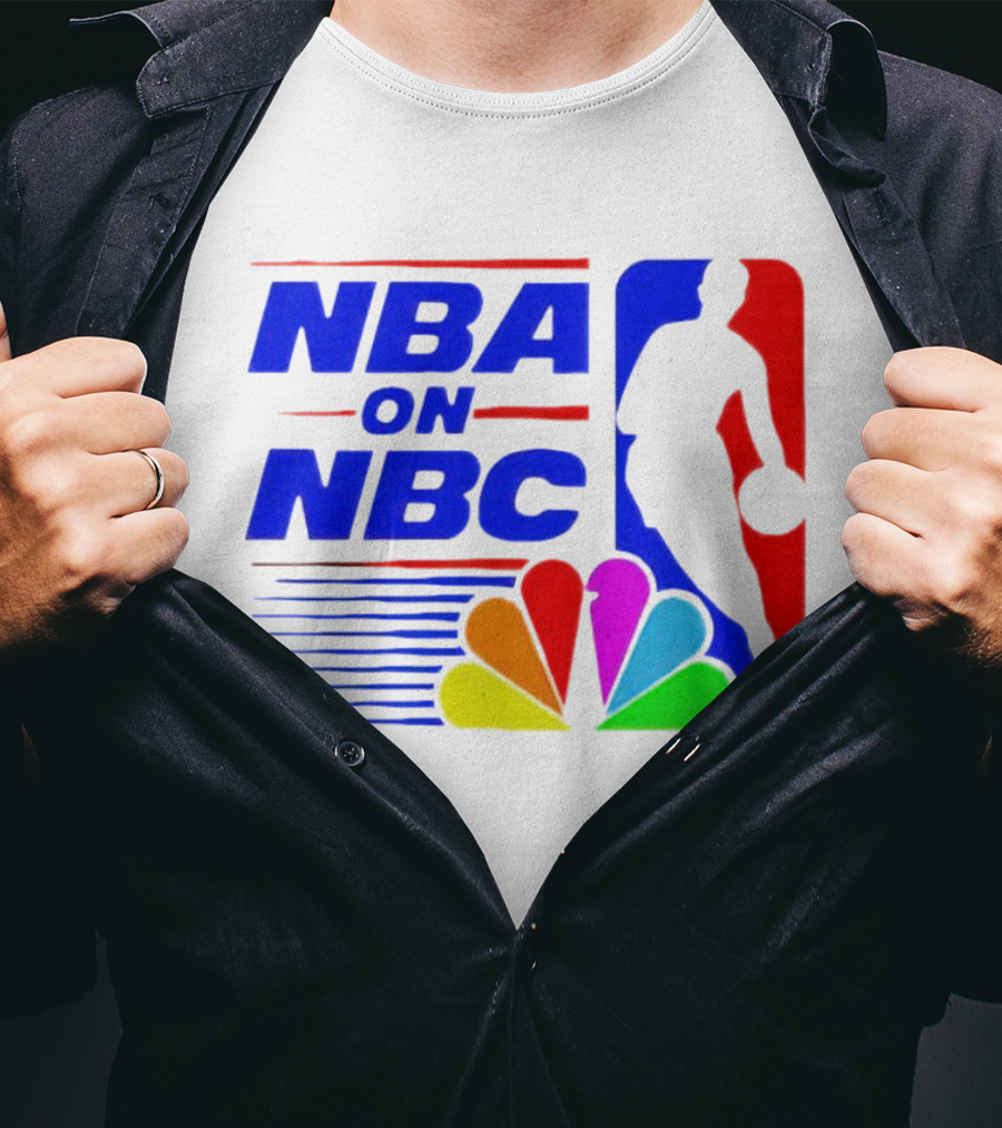 NBA On NBC Basketball Silhouette With Peacock T-Shirt