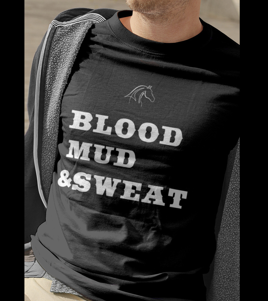 Blood Mud And Sweat Thoroughbred Horse Head T-Shirt