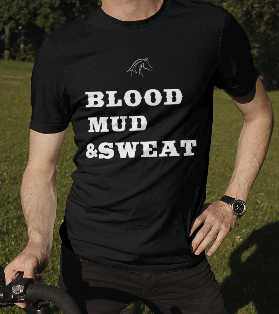 Blood Mud And Sweat Thoroughbred Horse Head T-Shirt
