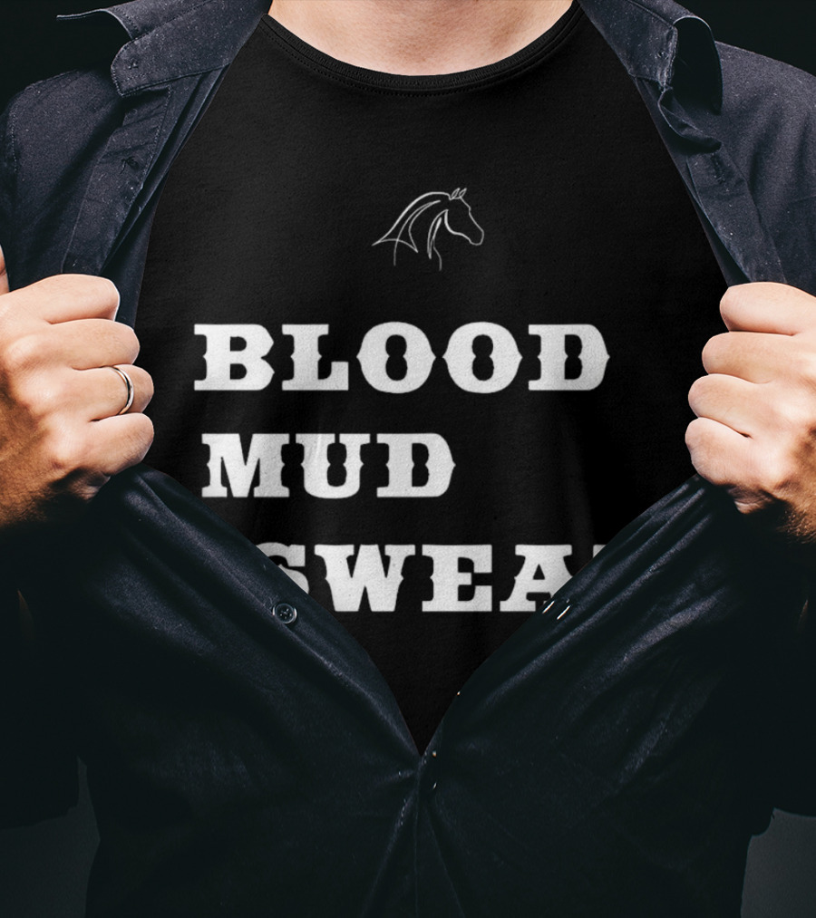 Blood Mud And Sweat Thoroughbred Horse Head T-Shirt