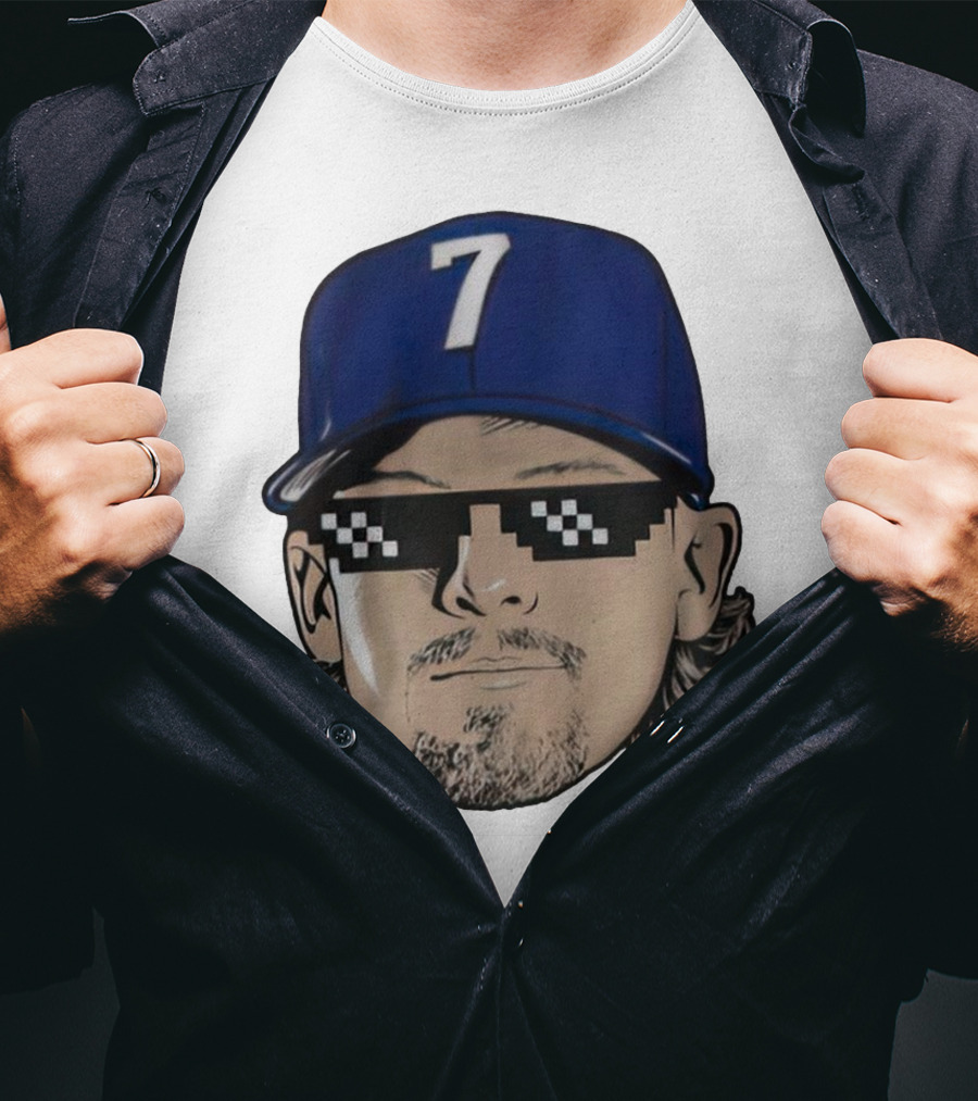 Bobby Witt Jr. Deal With It Kansas City Royals Pixelated Glasses Cap Number 7 T-Shirt