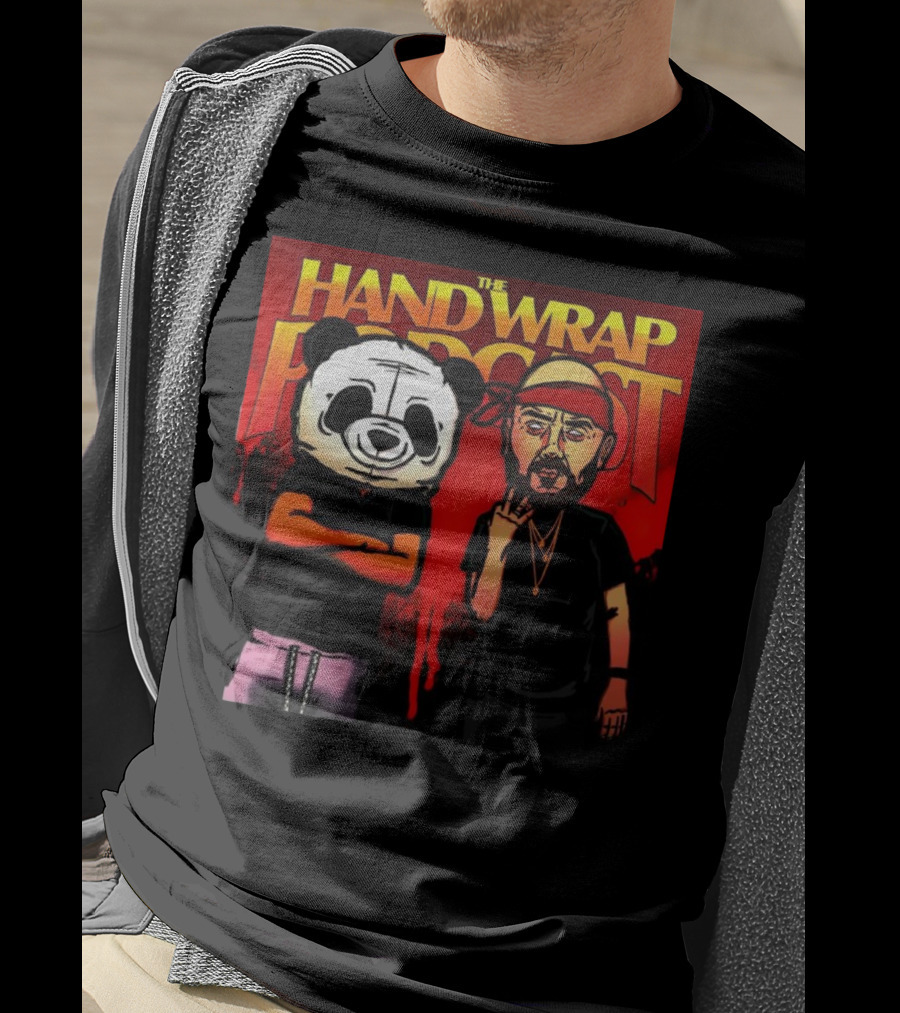 The Hand Wrap Podcast Panda Mask And Bandana Characters T-Shirt