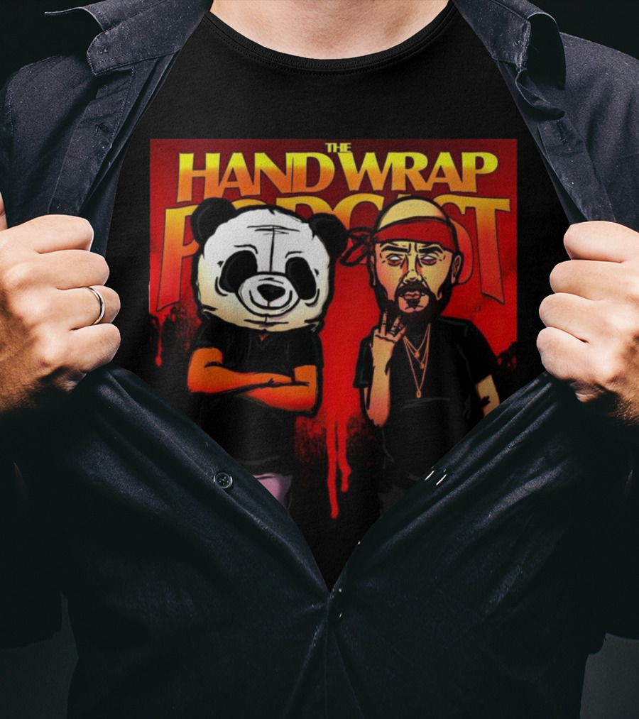 The Hand Wrap Podcast Panda Mask And Bandana Characters T-Shirt