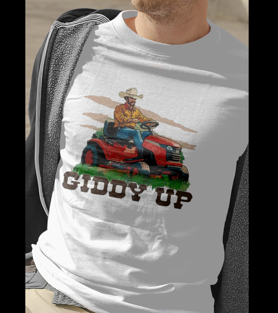 Giddy Up Cowboy On Lawn Mower T-Shirt