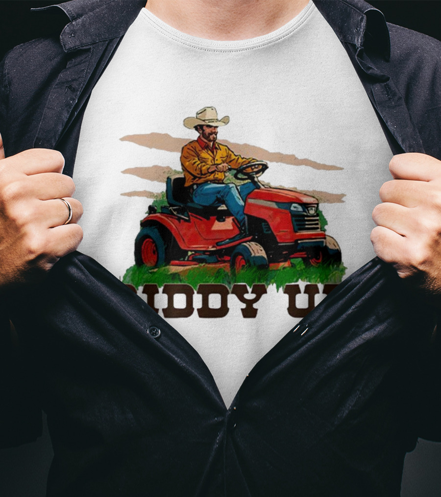 Giddy Up Cowboy On Lawn Mower T-Shirt