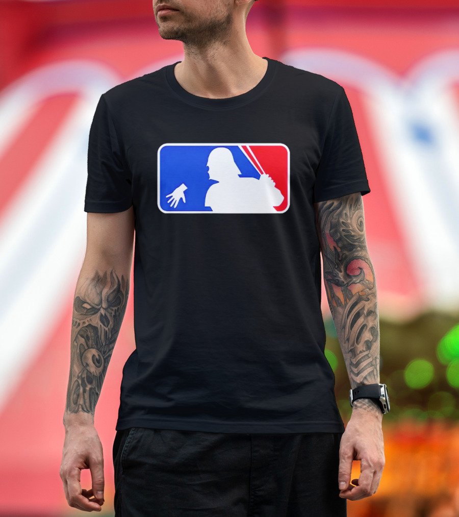 Darth Vader MLB Parody Silhouette with Baseball Bat and Hand T-Shirt