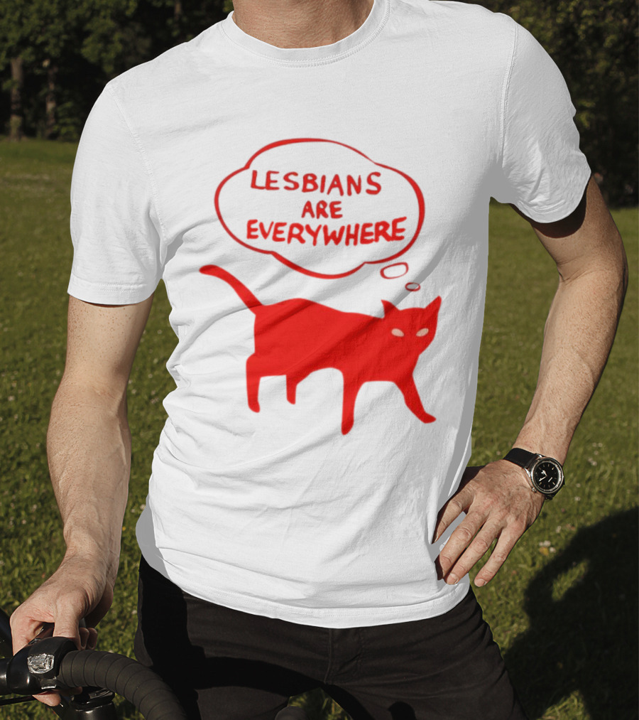 Lesbians Are Everywhere Red Cat T-Shirt