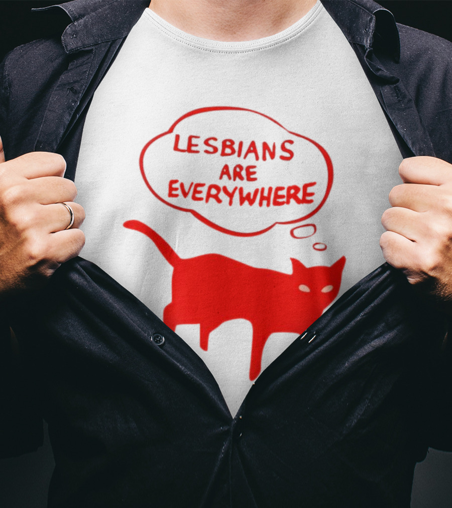 Lesbians Are Everywhere Red Cat T-Shirt