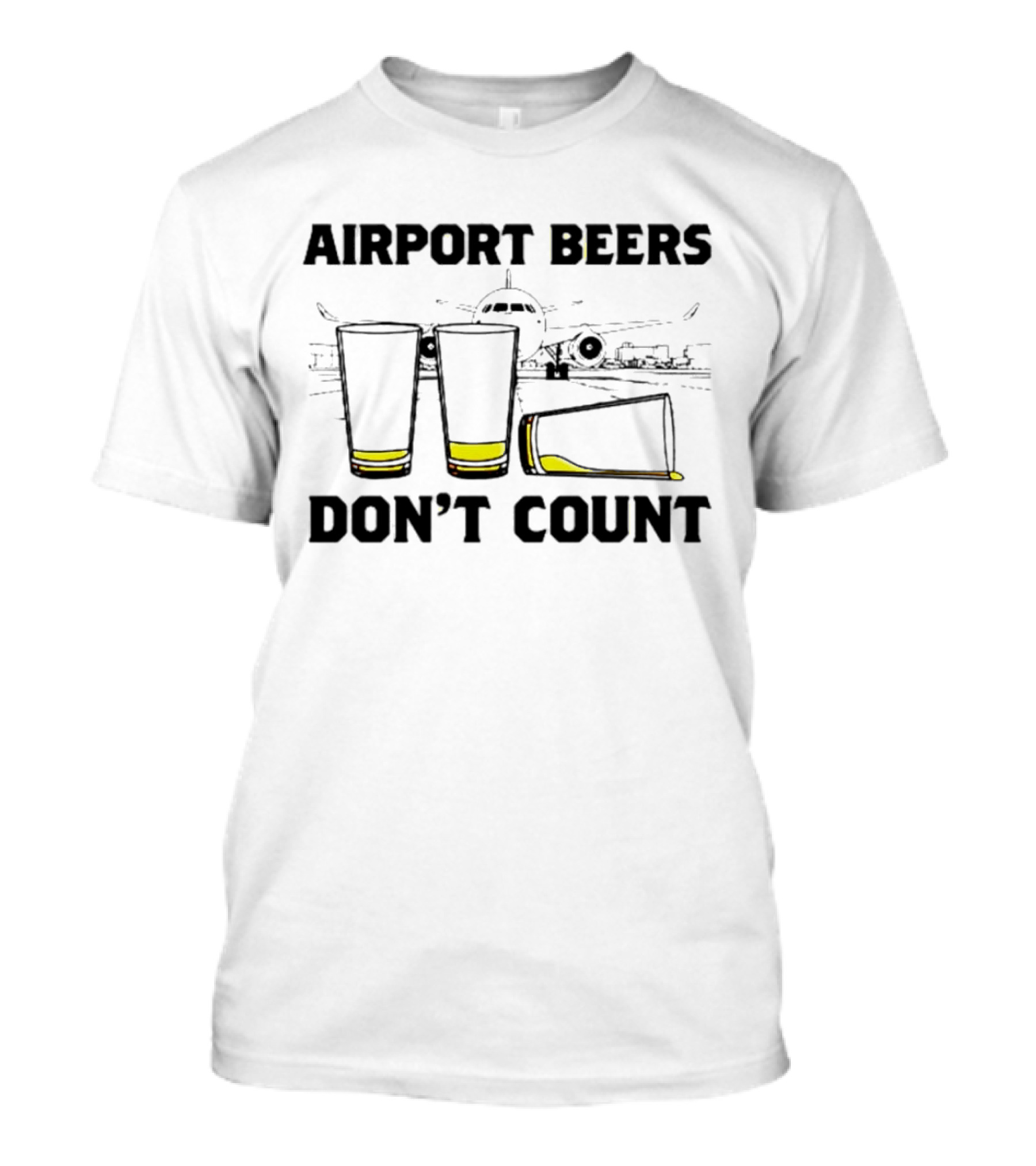 Airport Beers Don’t Count Three Glasses Airplane T-Shirt