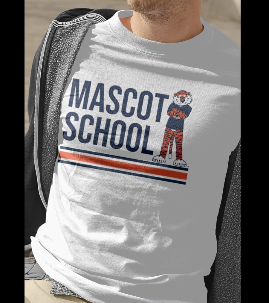 Auburn Tigers Mascot School Tiger Stripes Navy And Orange T-Shirt
