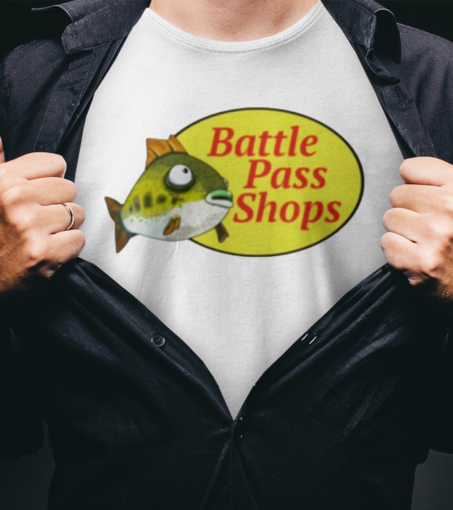Battle Pass Shops Fish Logo Retro Inspired T-Shirt