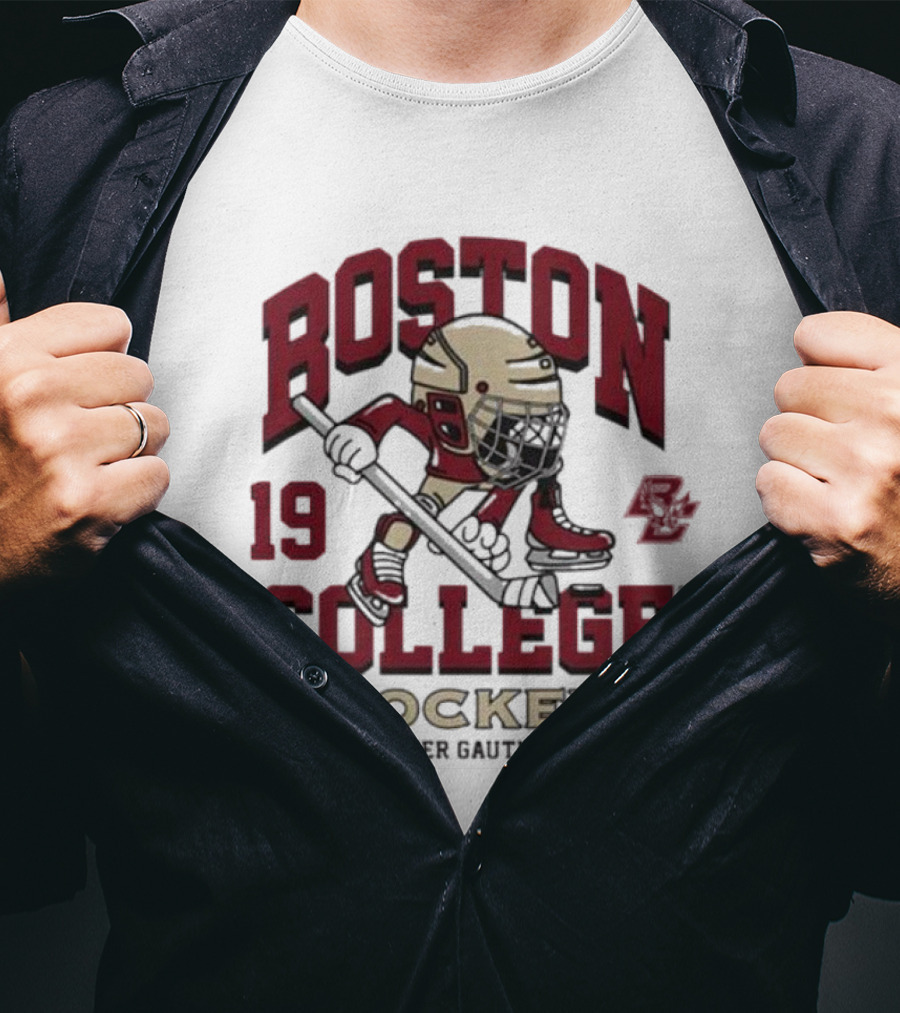 Boston College Eagles Hockey 19 Cutter Gauthier T-Shirt
