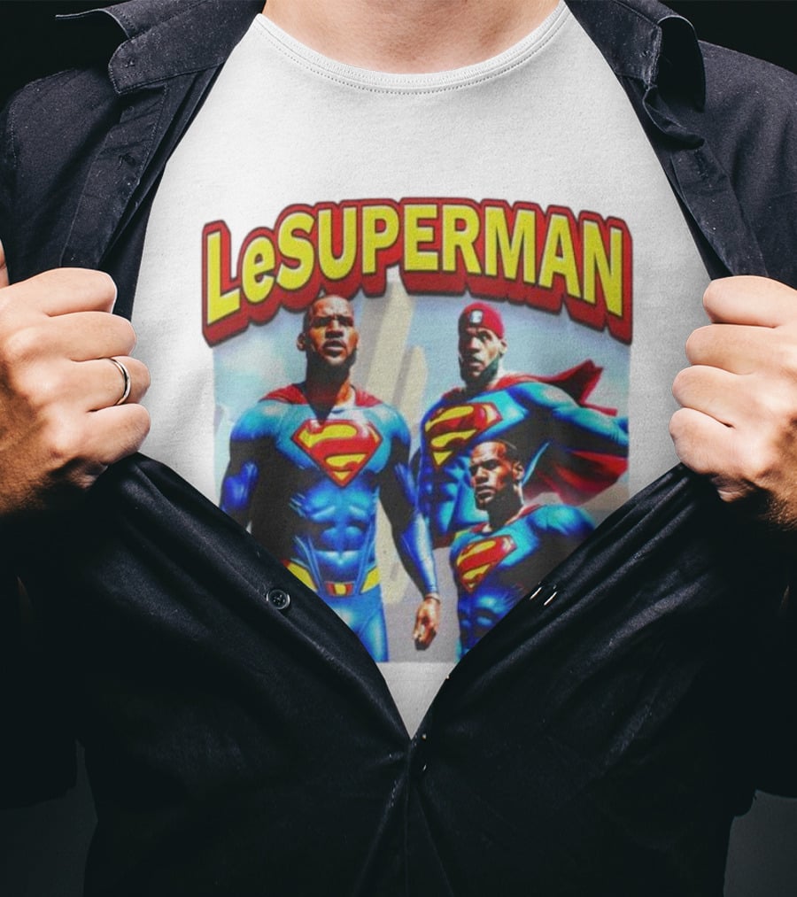 LeSuperman Lebron James Superman Trio Heroic Pose T-Shirt