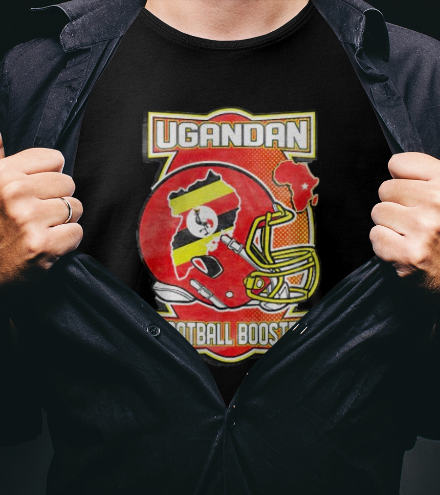 UGANDAN Football Booster Africa Map Flag Helmet T-Shirt