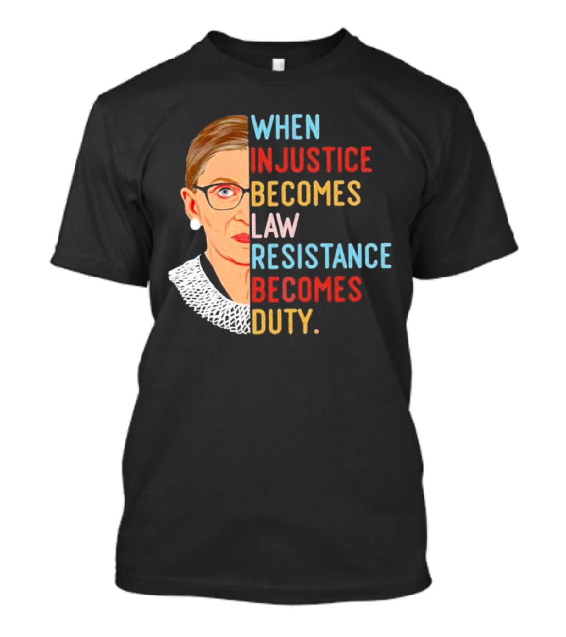 When Injustice Becomes Law Resistance Becomes Duty RBG Feminism Iconic T-Shirt