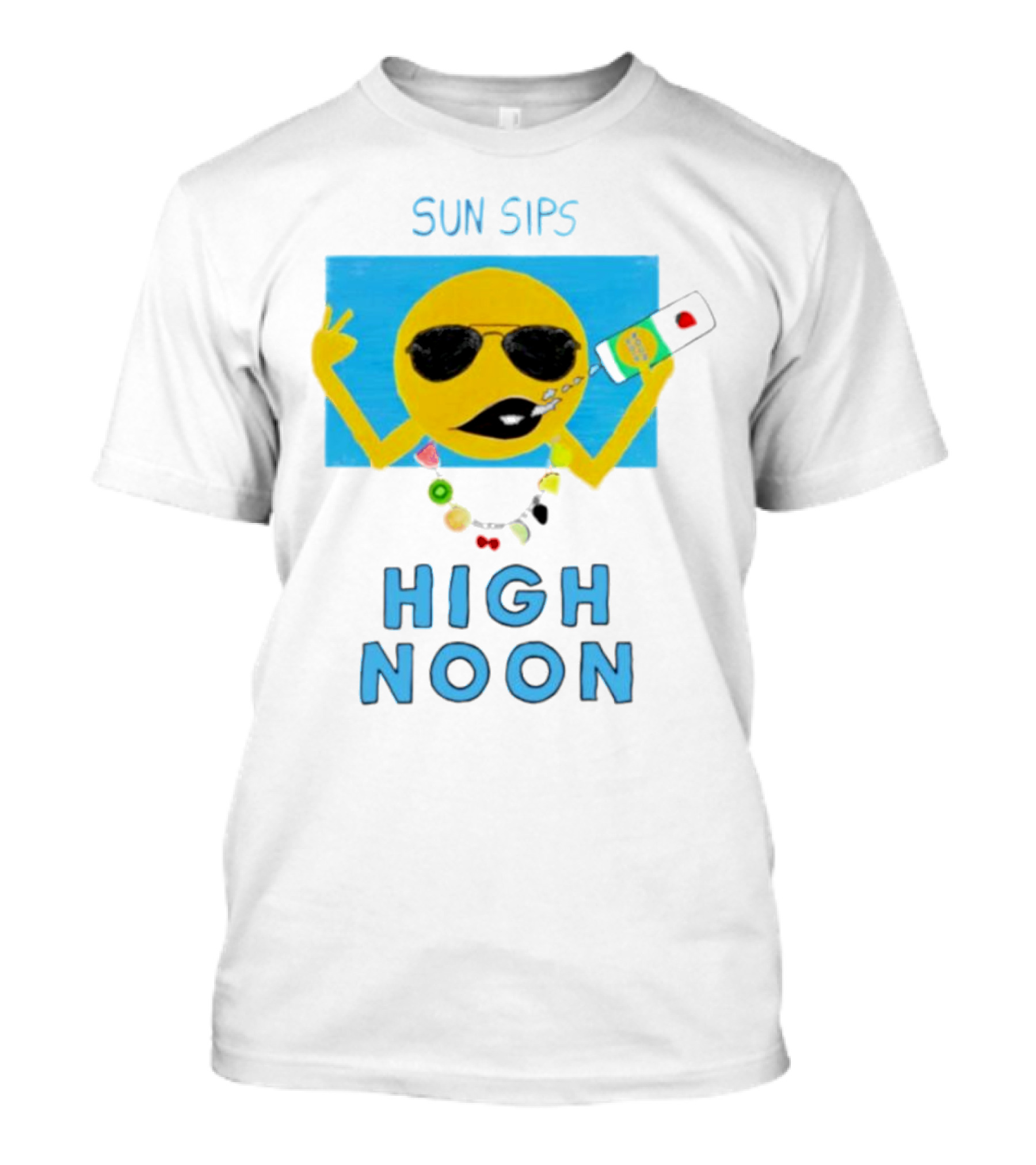 Sun Sips High Noon Emoji With Sunflower Style Glasses And Drink T-Shirt