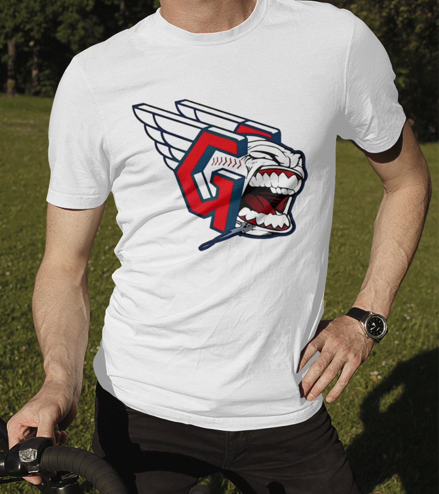 Cleveland Guardians Wings Logo With Fierce Expression T-Shirt