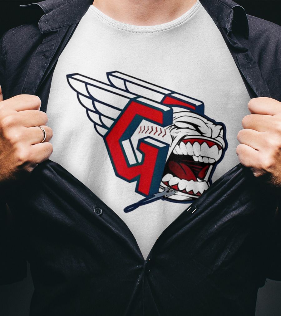 Cleveland Guardians Wings Logo With Fierce Expression T-Shirt