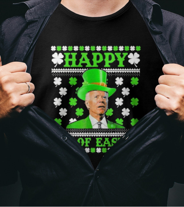 Happy 4th Of Easter Joe Biden Shamrock St. Patrick's Day Confused T-Shirt