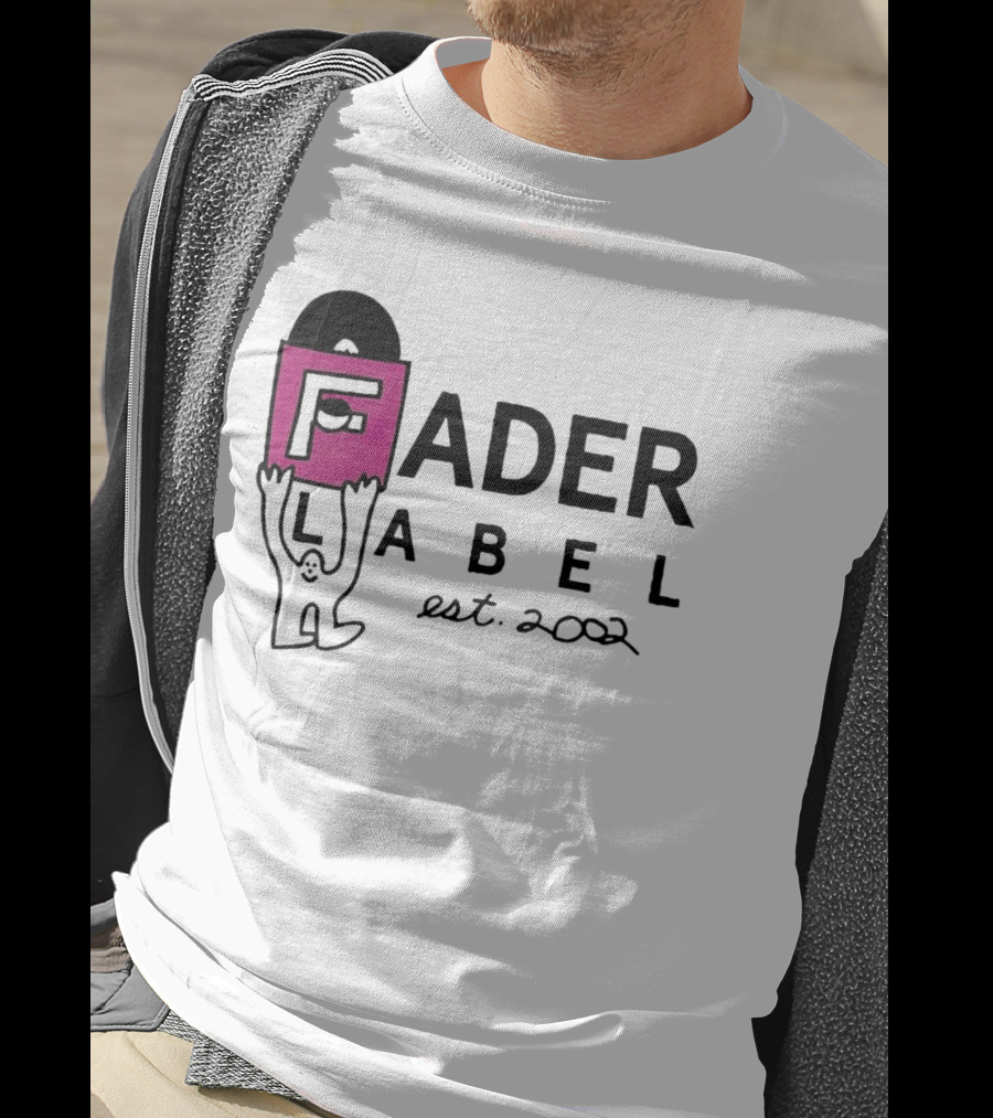 Fader Label Est 2002 Vinyl Record Icon With Pink Block F And Cartoon Character T-Shirt