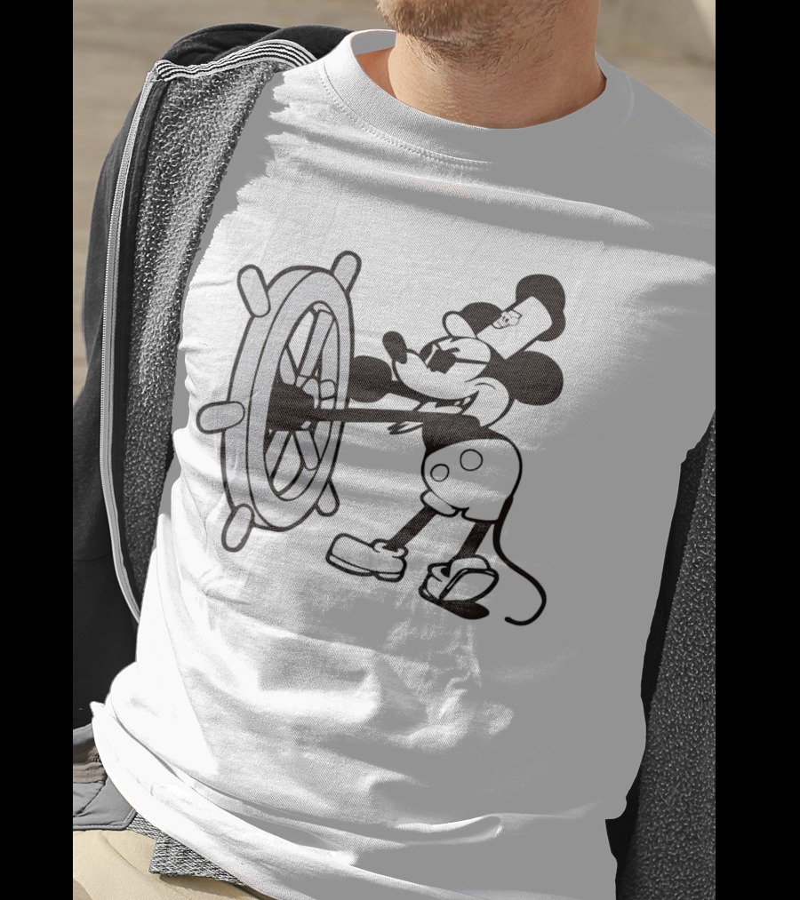 Steamboat Willie Mickey Mouse Pirate Steering Wheel T-Shirt