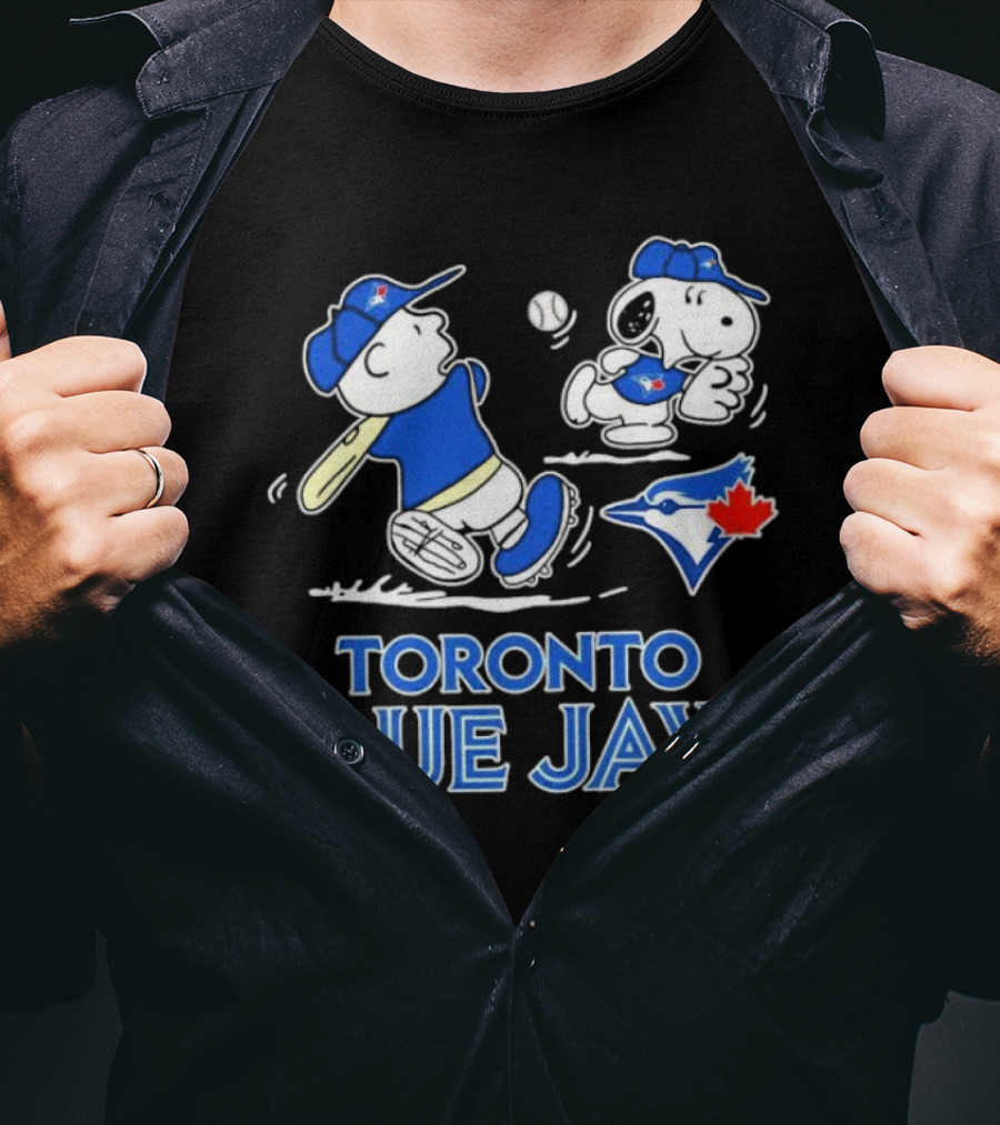 Toronto Blue Jays Charlie Brown Snoopy Baseball Peanuts MLB Collaboration T-Shirt