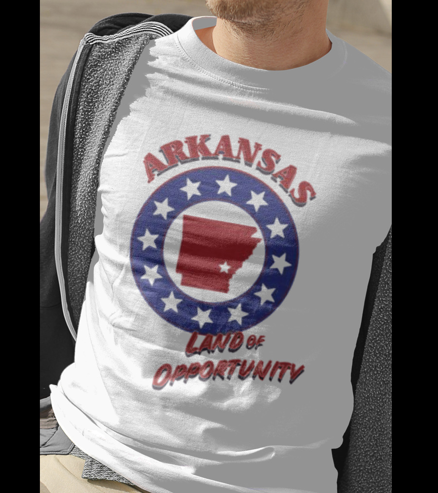 Arkansas Land Of Opportunity Red State Blue Star Circle T-Shirt