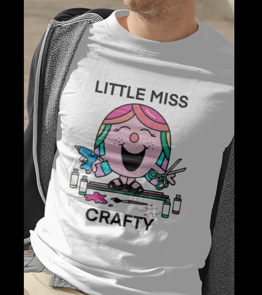 Little Miss Crafty Colorful Art Tools And Smiling Character T-Shirt