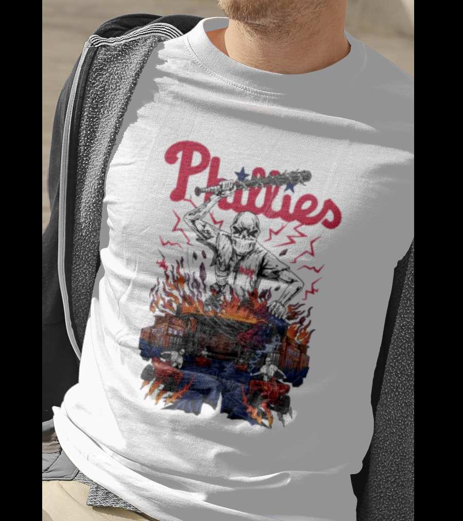 Phillies Ring The Bell Skeleton Flames T-Shirt