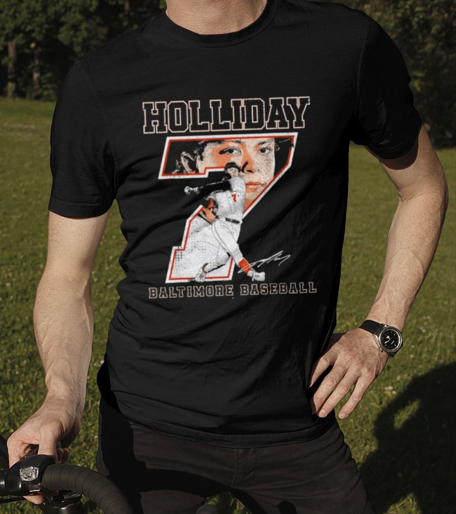 Holliday Number 7 Baltimore Baseball Signature T-Shirt